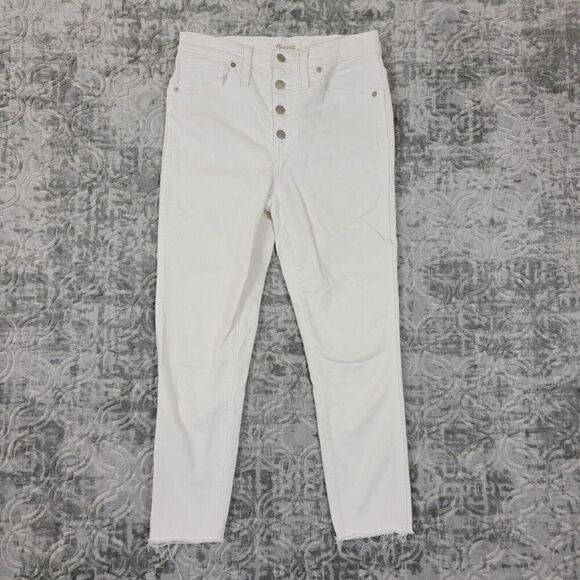 Madewell Denim - Madewell Jeans Women's 28 White 10" High-Rise Skinny Crop  Button Fly Raw Hem